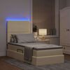 vidaXL Lit avec rangement et LED avec LED Cr&egrave;me 100 x 200 cm Polyester