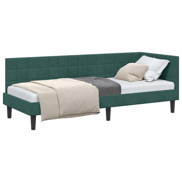 vidaXL Cadre de lit d'angle Vert fonc&eacute; 80 cm x 200 cm Velours