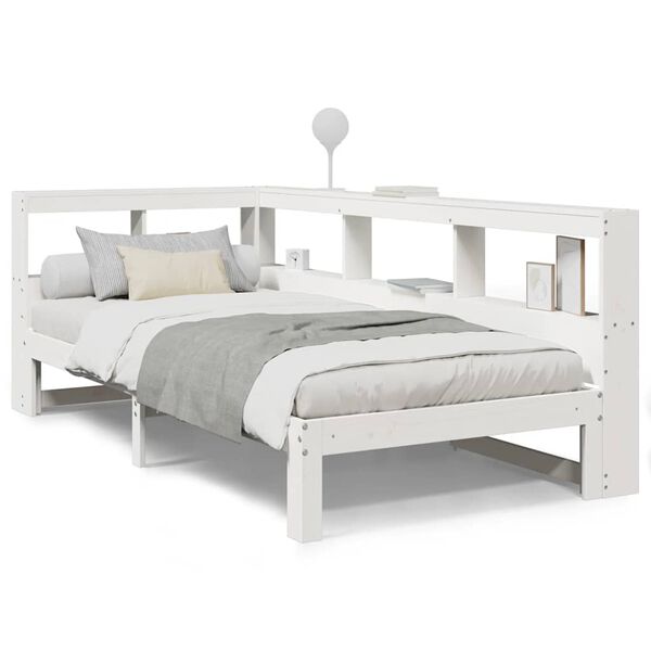 vidaXL Lit biblioth&egrave;que sans matelas blanc 100x200 cm bois pin massif