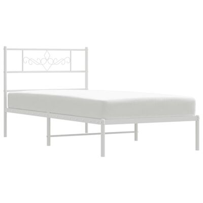 vidaXL Cadre de lit métal sans matelas et tête de lit blanc 107x203 cm