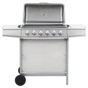 vidaXL Barbecue au gaz et 6 zones de cuisson Acier inoxydable Argent&eacute;