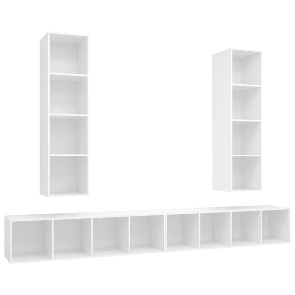 vidaXL Meubles TV muraux 4 pcs Blanc Bois d'ing&eacute;nierie