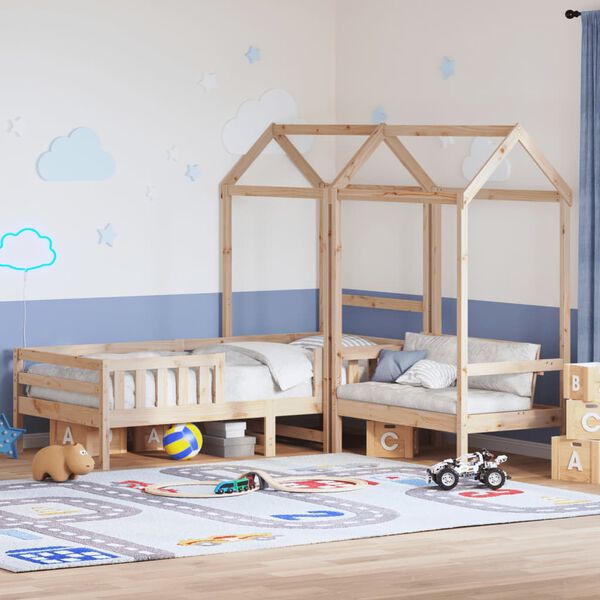 vidaXL Ensemble de lit et de banc avec toit sans matelas