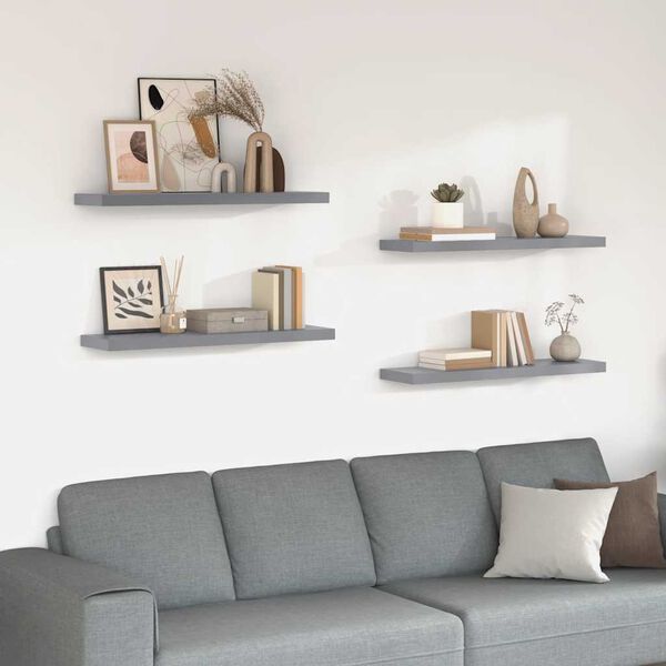 vidaXL &Eacute;tag&egrave;res murales flottantes 4 pcs gris 90x23,5x3,8 cm MDF