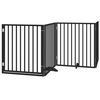 vidaXL Barri&egrave;re pour chiens et porte 4 panneaux noir bois de peuplier