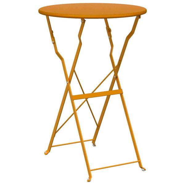 vidaXL Table bistrot Moutarde &Oslash;50x71 cm Acier rev&ecirc;tu de poudre