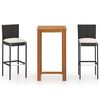 vidaXL Ensemble de bar de jardin avec coussins 3 pcs Noir