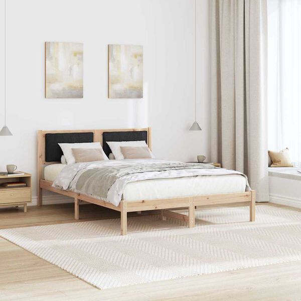 vidaXL Cadre de lit avec t&ecirc;te de lit rembourr&eacute;e Noir 140 x 190 cm