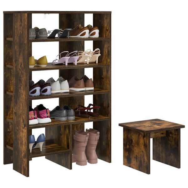 vidaXL Cabinet &agrave; chaussures 2 pcs Ch&ecirc;ne fum&eacute; Bois d'ing&eacute;nierie