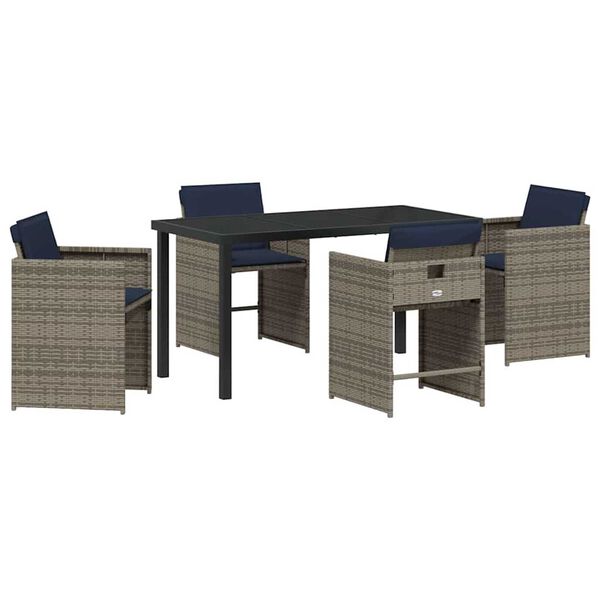 vidaXL Ensemble de salle &agrave; manger pour jardin 5 pcs Gris polyrotin