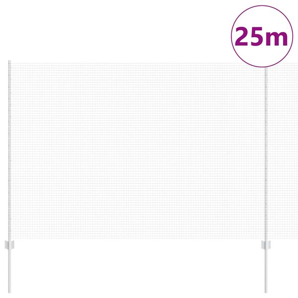 vidaXL Cl&ocirc;ture avec poteau Argent&eacute; 1,5 x 25 m Acier
