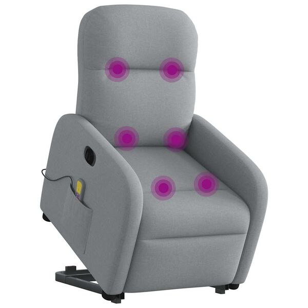 vidaXL Fauteuil inclinable de massage &eacute;lectrique Gris clair Tissu