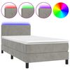 vidaXL Sommier &agrave; lattes de lit avec matelas et LED Gris clair 90x200cm