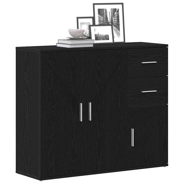 vidaXL Buffet Ch&ecirc;ne noir 91 x 29,5 x 75 cm Bois d'ing&eacute;nierie