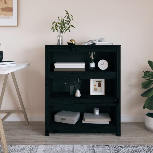vidaXL Biblioth&egrave;que Noir 80x35x97 cm Bois de pin massif