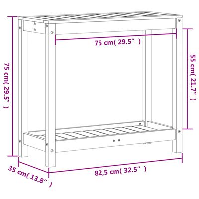 vidaXL Table de rempotage avec étagère blanc 82,5x35x75 cm massif pin