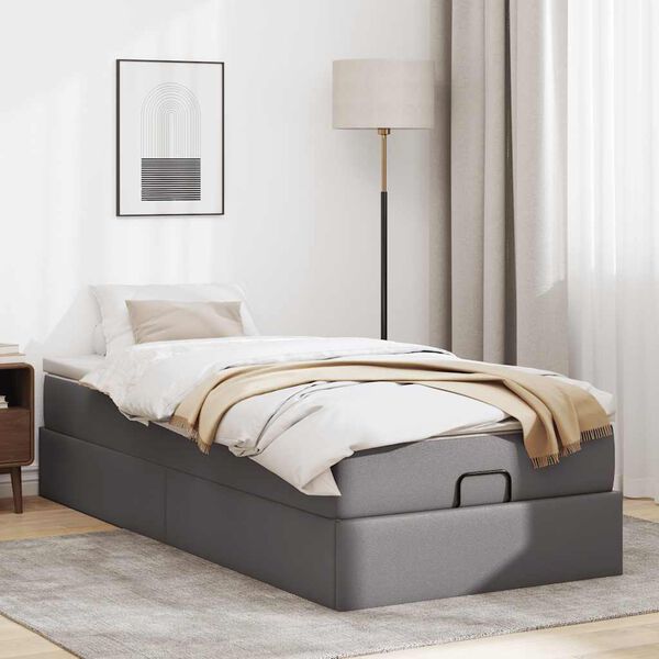 VidaXL Cadre de lit ottoman avec matelas gris 80x200 cm similicuir