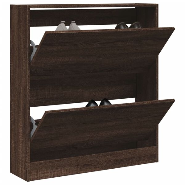 vidaXL Armoire &agrave; chaussures ch&ecirc;ne marron 80x21x87,5 cm bois ing&eacute;nierie