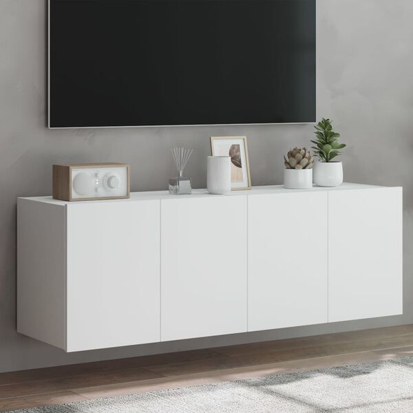 vidaXL Meubles TV muraux avec lumières LED 2 pcs blanc 60x35x41 cm