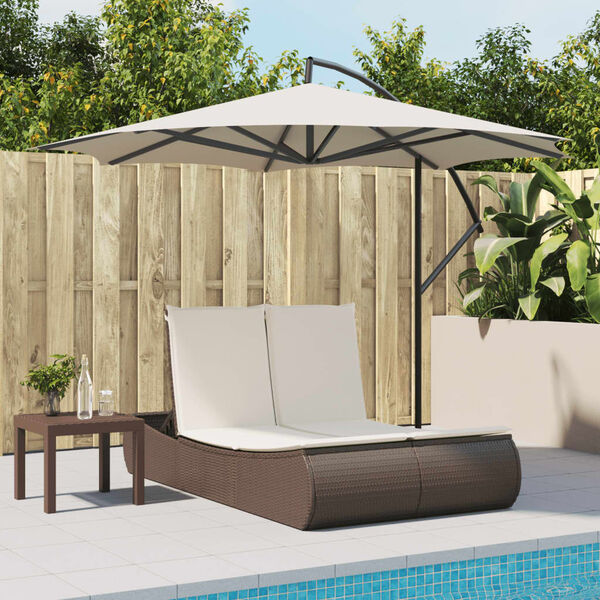 vidaXL Chaise longue double avec coussins marron r&eacute;sine tress&eacute;e