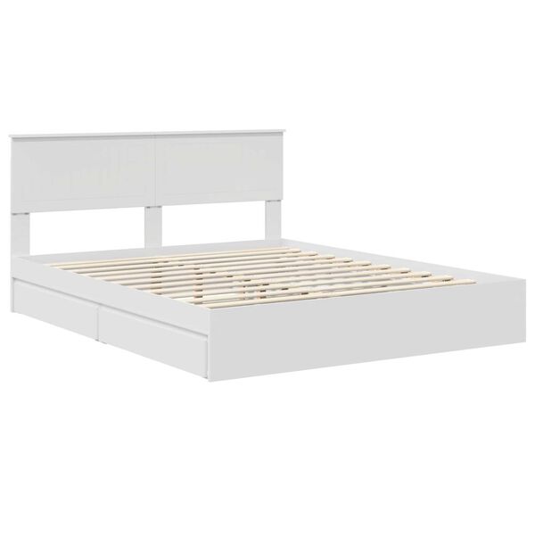 vidaXL Lit de Rangement Blanc 160 x 200 cm Bois d'ing&eacute;nierie