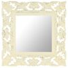 vidaXL Miroir sculpt&eacute; &agrave; la main Blanc 50x50 cm Bois de manguier massif
