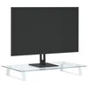 vidaXL Support de moniteur blanc 60x35x8 cm verre tremp&eacute; et m&eacute;tal