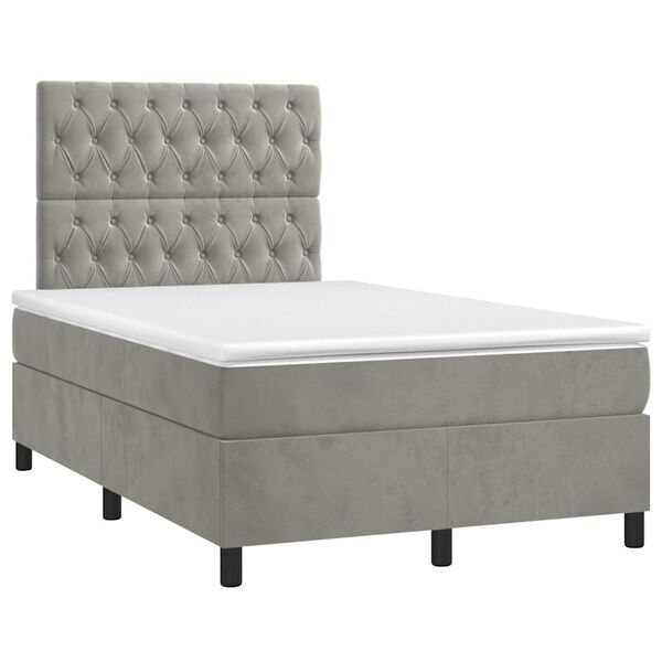 vidaXL Sommier &agrave; lattes de lit et matelas gris clair 120x190cm velours