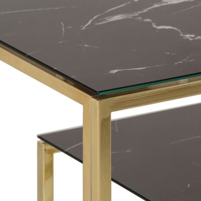 vidaXL Table console doré acier inoxydable et verre trempé