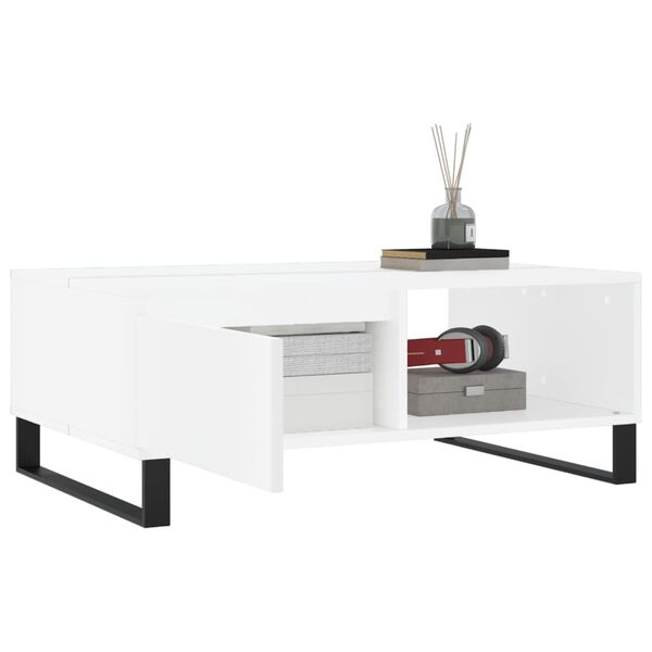 vidaXL Table basse blanc 90x60x35 cm bois d'ing&eacute;nierie