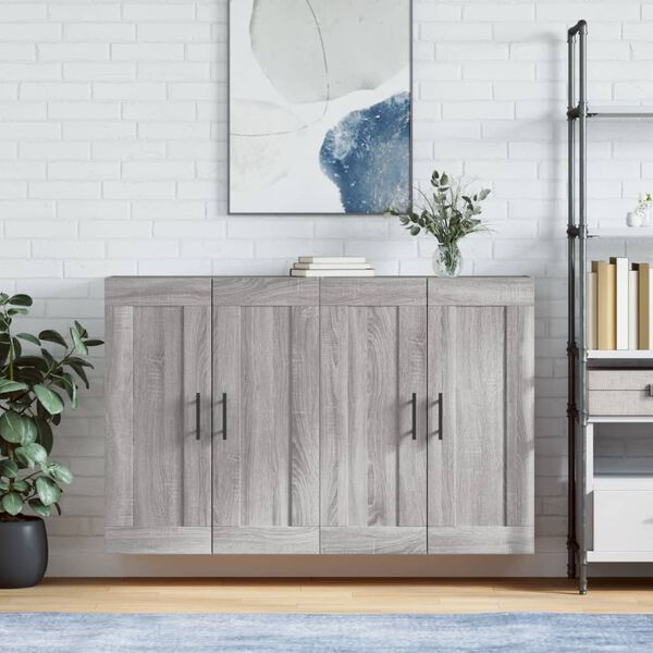 vidaXL Armoires murales 2 pcs sonoma gris bois d'ing&eacute;nierie