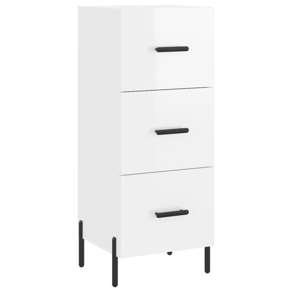 vidaXL Buffet Blanc brillant 34,5x34x90 cm Bois d'ing&eacute;nierie