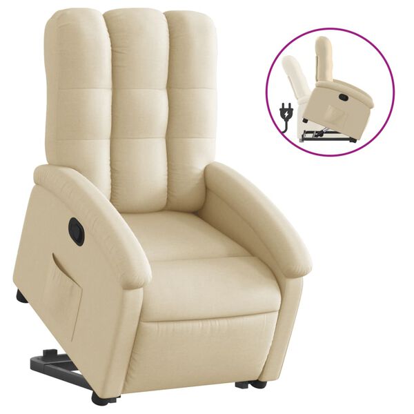 vidaXL Fauteuil inclinable Cr&egrave;me Tissu