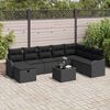 vidaXL Ensemble de canap&eacute; de jardin avec coussin 9 pcs Noir Poly rotin
