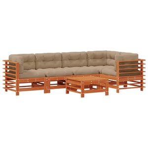 vidaXL Ensemble de salon de jardin 6 pc Brun cire Bois de pin massif