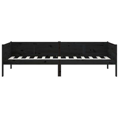 vidaXL Lit de jour sans matelas noir bois de pin massif 90x190 cm