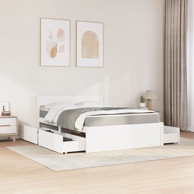 vidaXL Lit avec tiroirs et matelas blanc 140x190 cm bois massif de pin