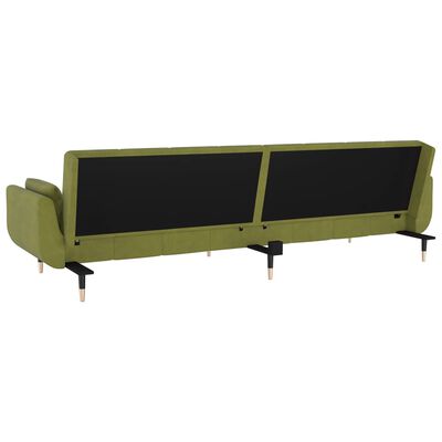 vidaXL Canapé-lit à 2 places avec deux oreillers Vert clair Velours