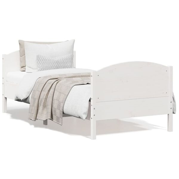 vidaXL Cadre de lit sans matelas blanc 75x190 cm bois de pin massif