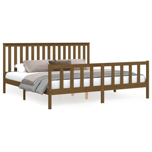vidaXL Cadre de lit et t&ecirc;te de lit marron miel 180x200 cm pin massif