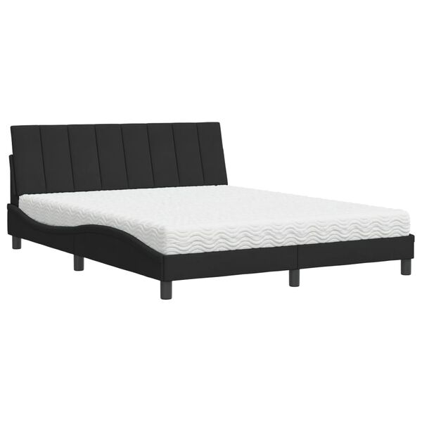 vidaXL Lit avec matelas Hanko noir 160x200 cm velours