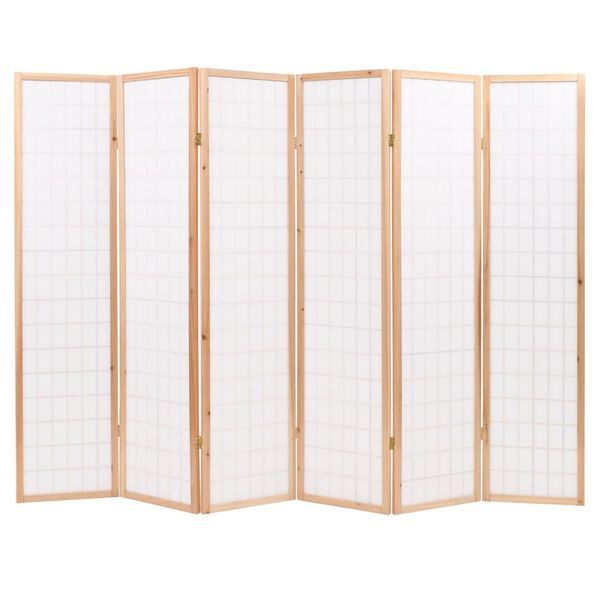 vidaXL Cloison de s&eacute;paration 6 panneaux Style japon 240x170 cm Naturel
