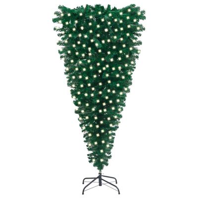 vidaXL Arbre de Noël artificiel renversé pré-éclairé vert 210 cm
