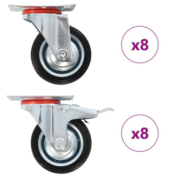 vidaXL 16 pcs Roulettes pivotantes 75 mm