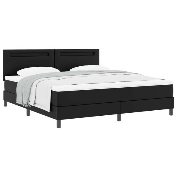 vidaXL Lit &agrave; ressorts avec matelas Noir 180 x 200 cm Simili cuir
