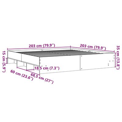 vidaXL Cadre de lit sans matelas blanc 200x200 cm bois d'ingénierie