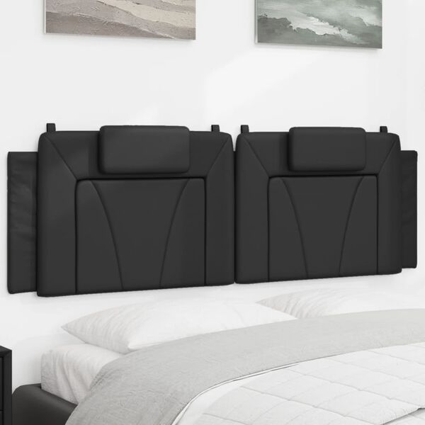 vidaXL Coussin de t&ecirc;te de lit Viana noir 160 cm similicuir