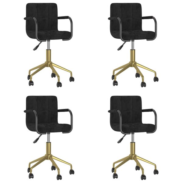 vidaXL Chaises pivotantes &agrave; manger lot de 4 noir velours