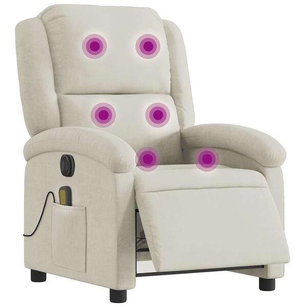 vidaXL Fauteuil inclinable de massage &eacute;lectrique cr&egrave;me velours