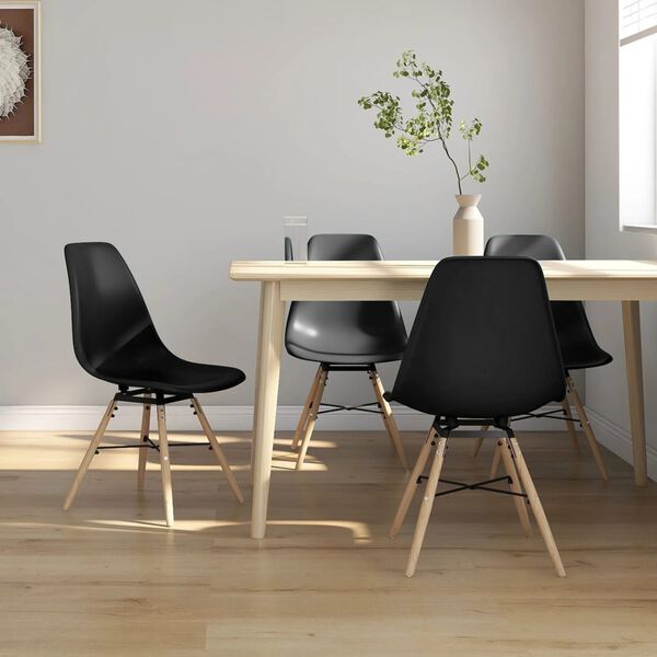 vidaXL Chaises &agrave; manger lot de 4 noir PP